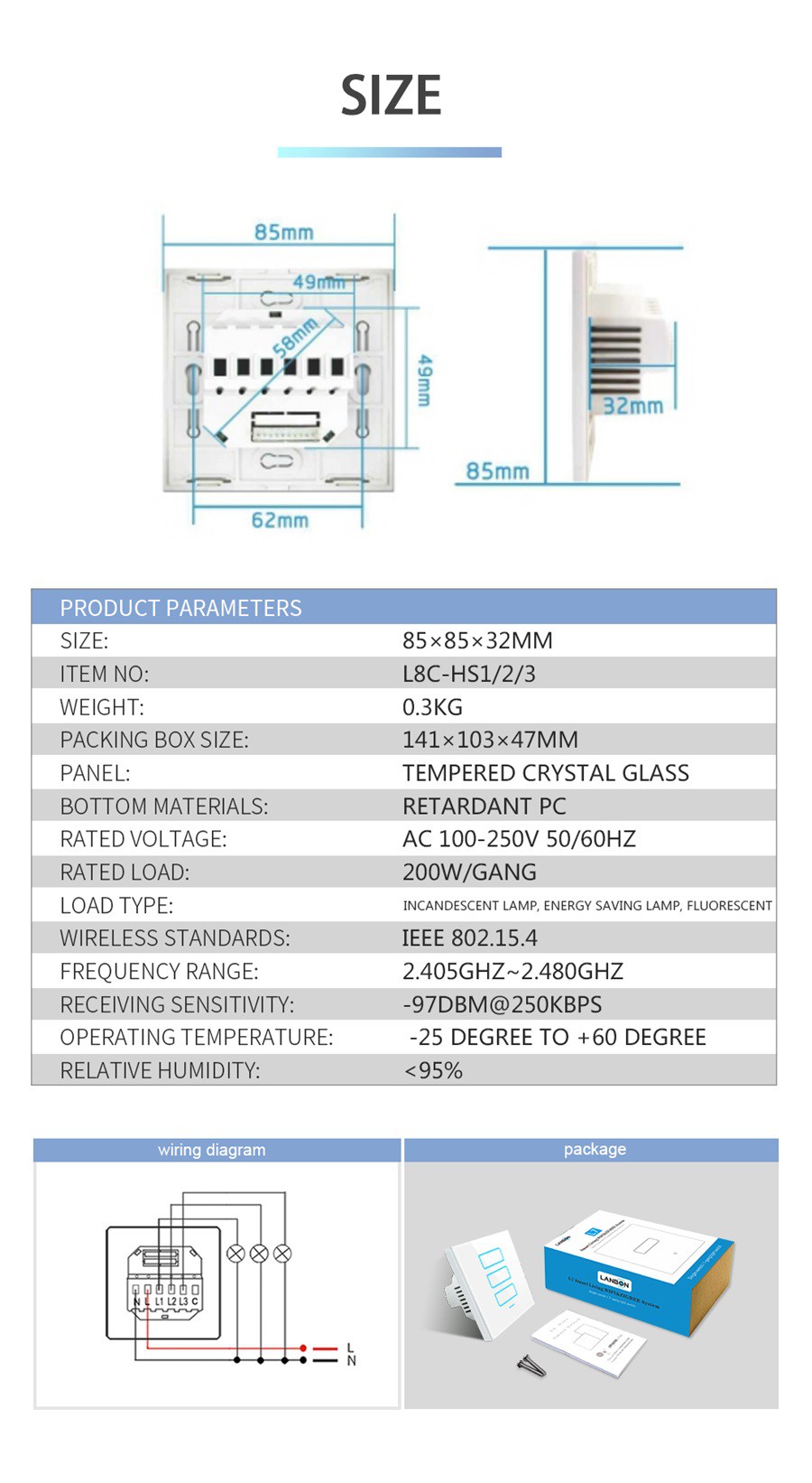 LANBON Cellular Switch Three gang Touch Smart Switch L8C-HS3 17 LANBON Cellular Switch Three gang Touch Smart Switch L8C-HS3 17